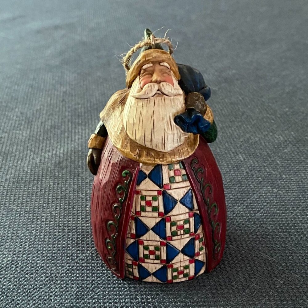 Jim Shore Enesco 2002 Hanging Christmas Ornament Santa Claus Smiling with Sack